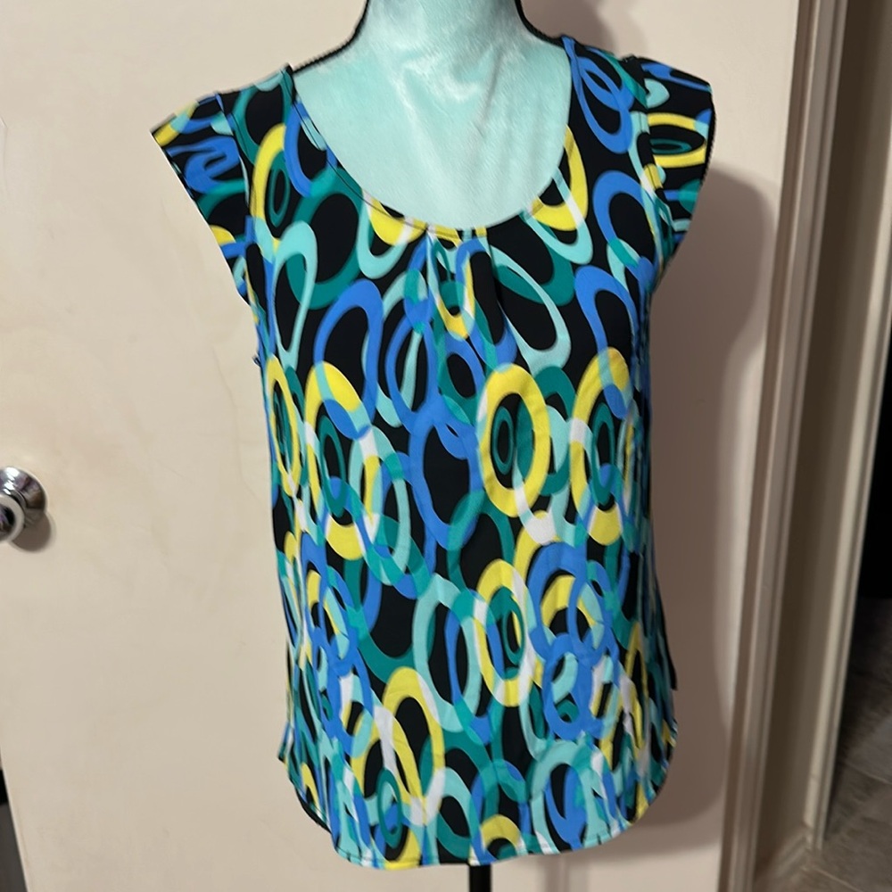 Kaari Blue Sleeveless Multicolored Blouse